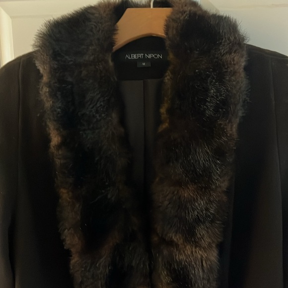 Gorgeous! Albert Nipon Faux Fur Wool Car Coat. Chocolate Brown. Size Medium - Picture 2 of 11